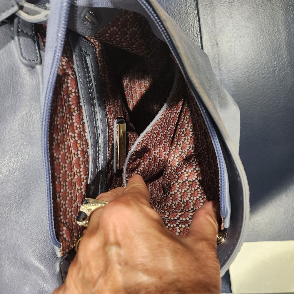 Chic Light Blue Suede Backpack - image 5